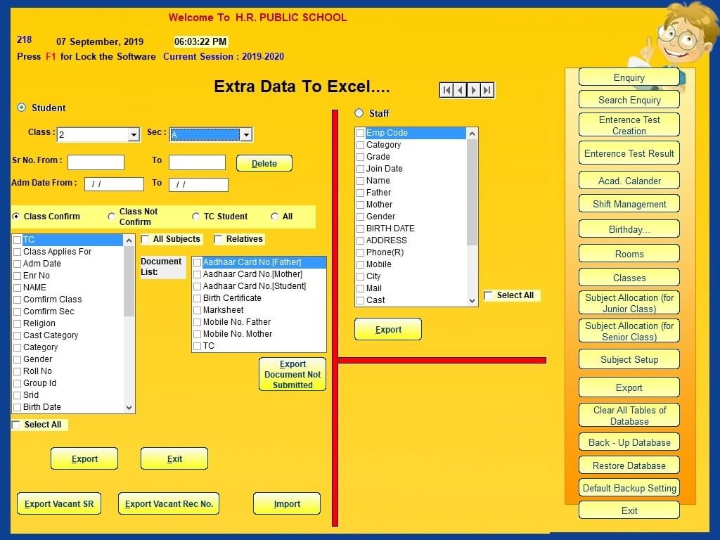 Export Anytime Your Student Staff Data to Excel