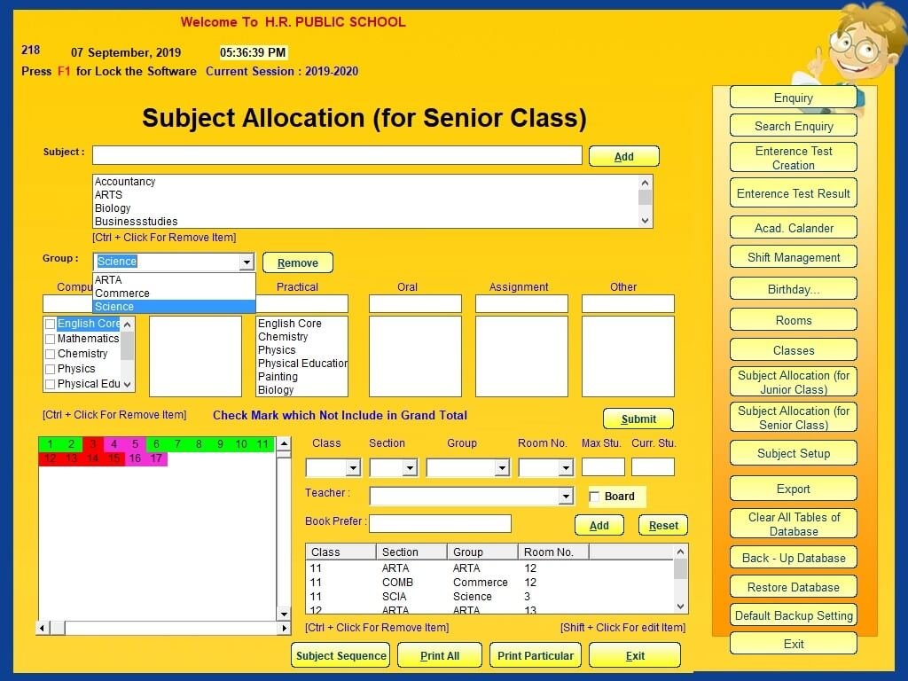 Sr Classes Management