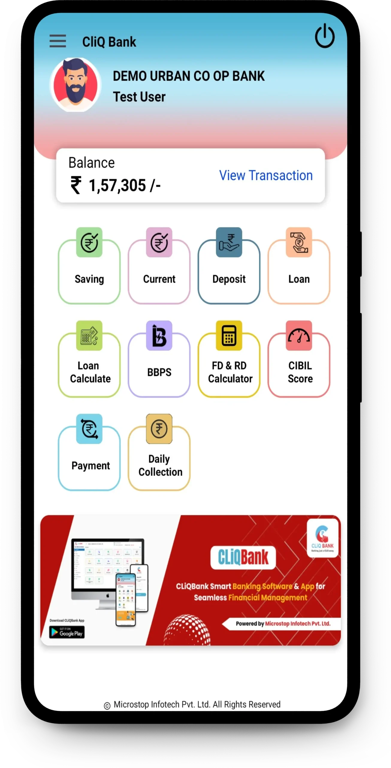 cliqbank destop screen